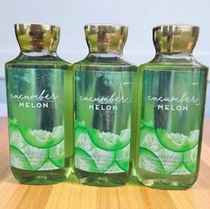 Bath & Body Works LOT of 3 Bottles Cucumber Melon Body Wash Shower Gel 10 oz